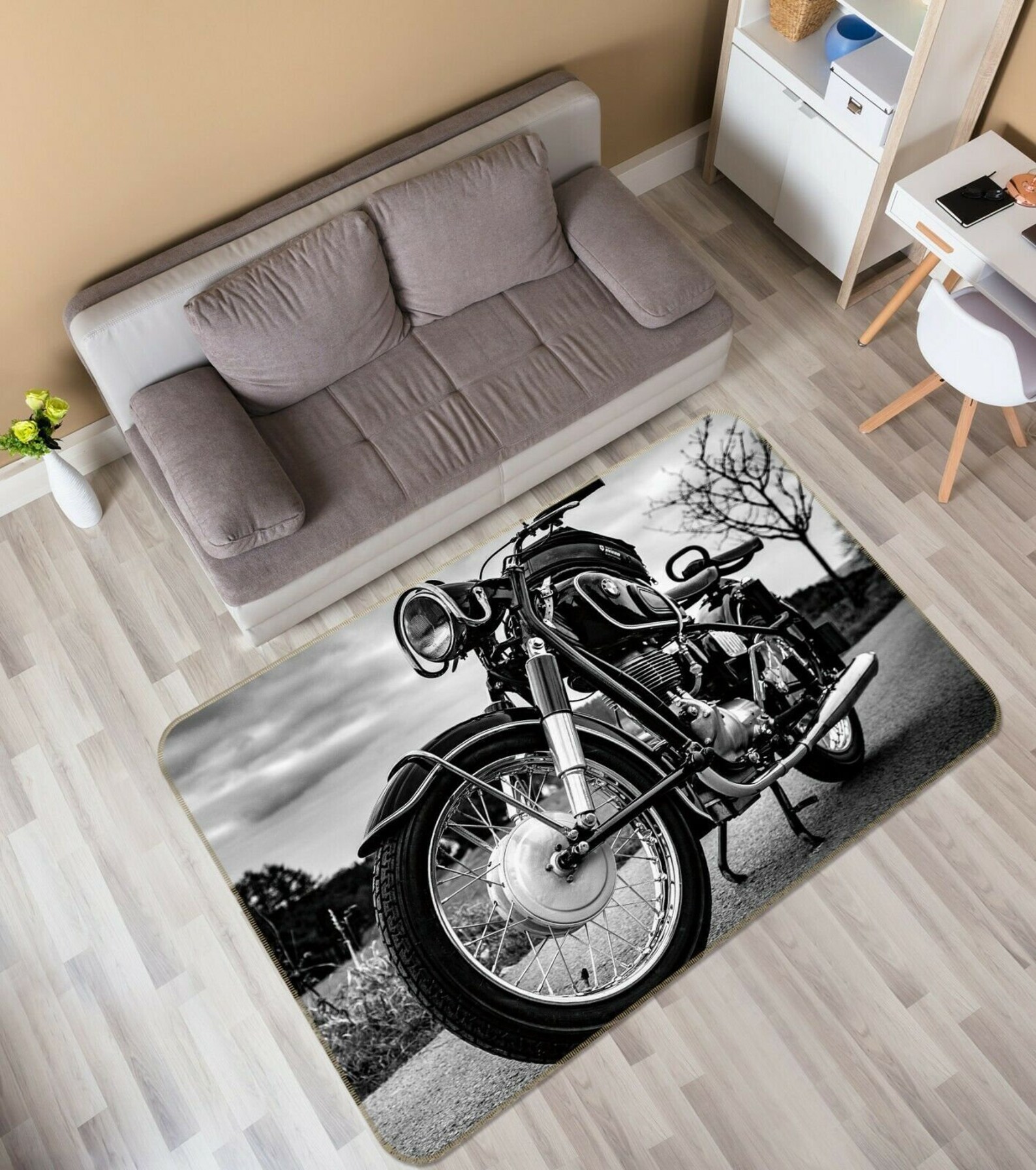 3D Black Motorcycle Rug Area Rug Decorative Floor Mat Carpet Etsy