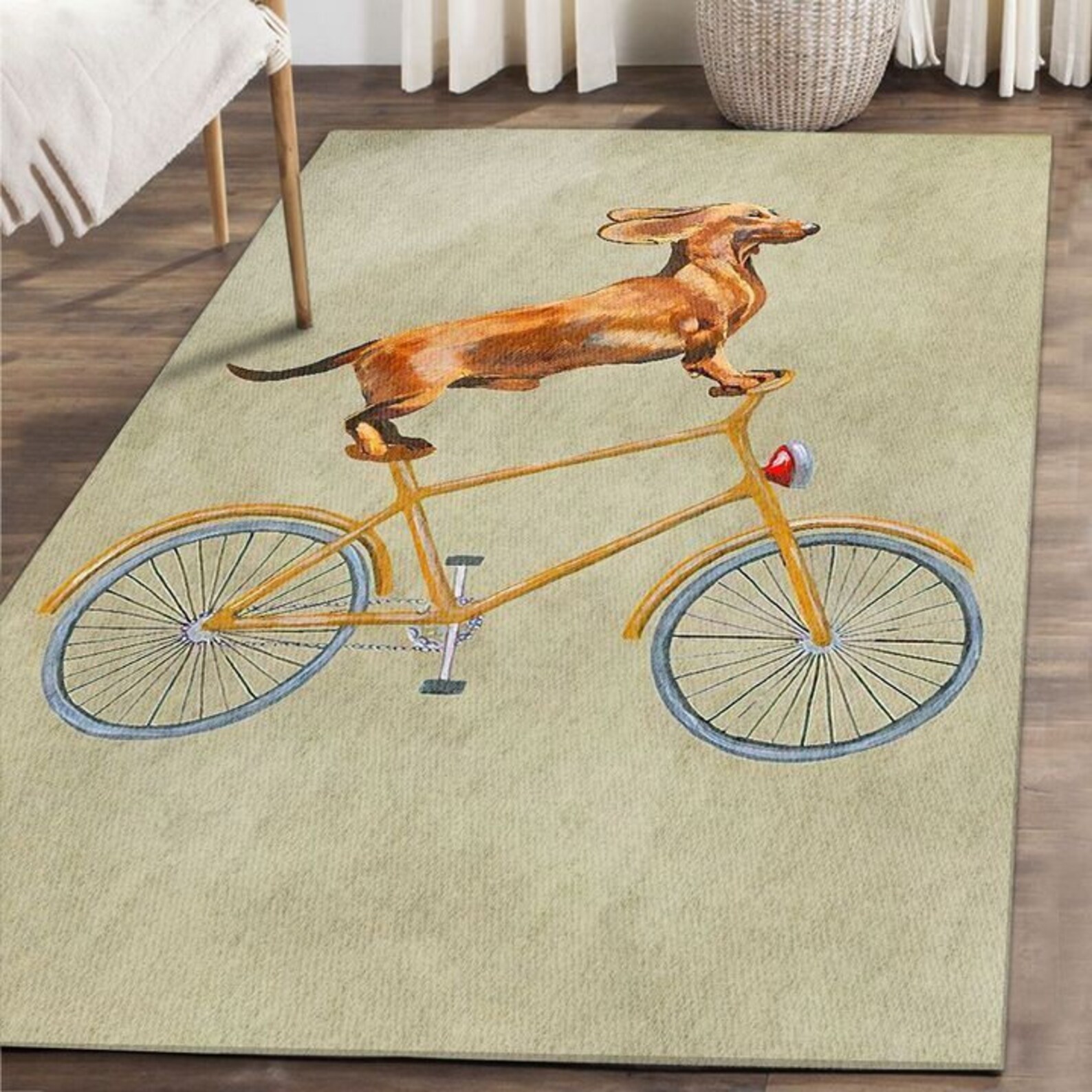 Dackel fährt Fahrrad Teppich Bereich Teppich Dekorative | Etsy
