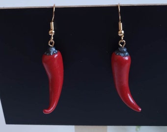 Red Hot Chili Pepper, Pepper Earrings, Chili Earrings, Polymer Clay Earrings, Unique Earrings, Earrings For Her, Gift For Her, Food Jewelry,