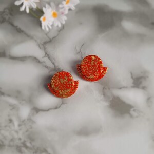 Red Earring, Earring for Women, For Her, Jewelry, Dangle Earrings, Polymer Clay Earrings, Round Earrings, Earrings, Red Gold Earring