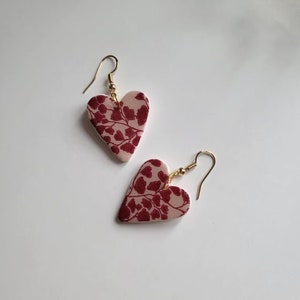 Valentines Day Earring, Heart Earring, Red Polymer Clay Earring, Heart Shape Earring, Woman Earrings, Gift For Valentines Day