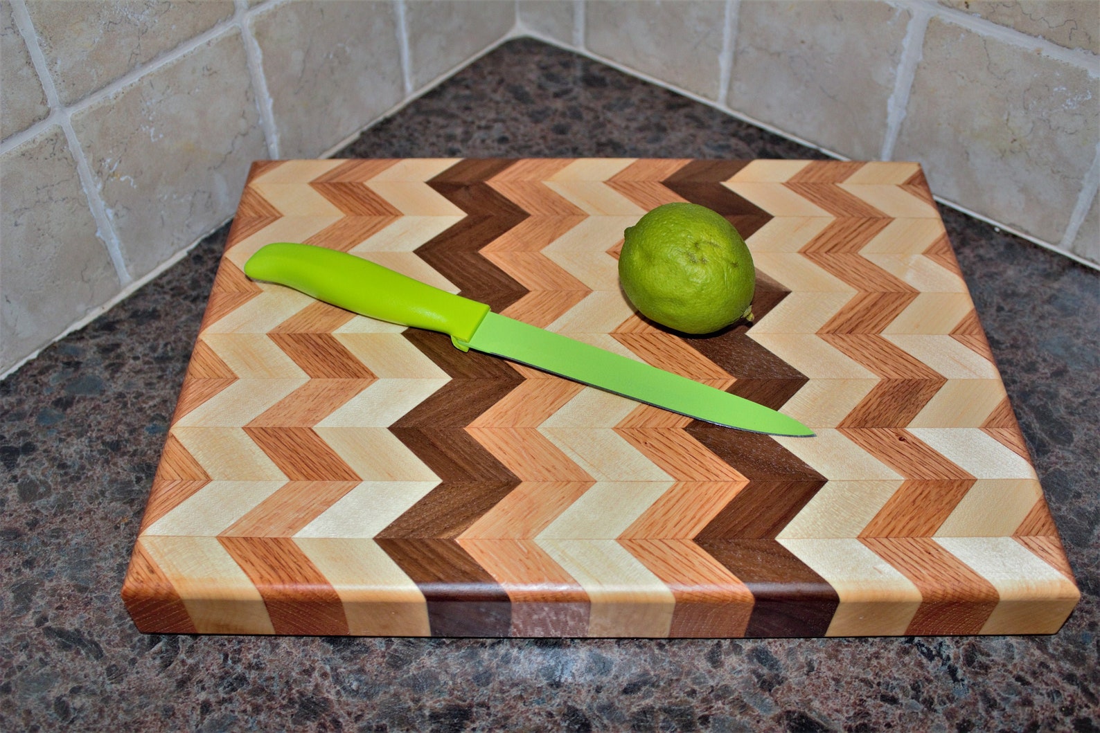 Butcher Block Style Cutting Board Chevron Pattern Etsy
