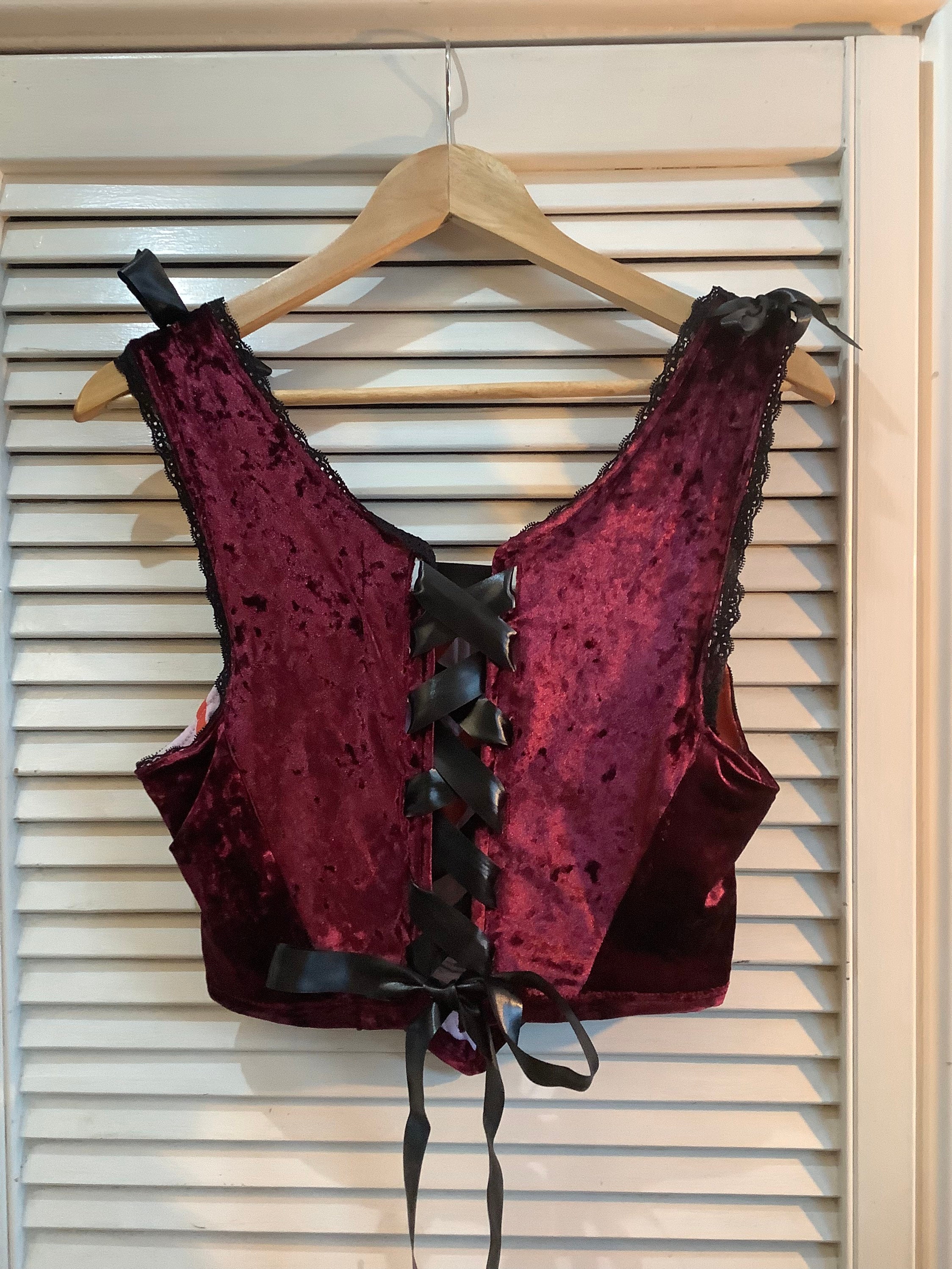 Red Velvet Corset Top Etsy