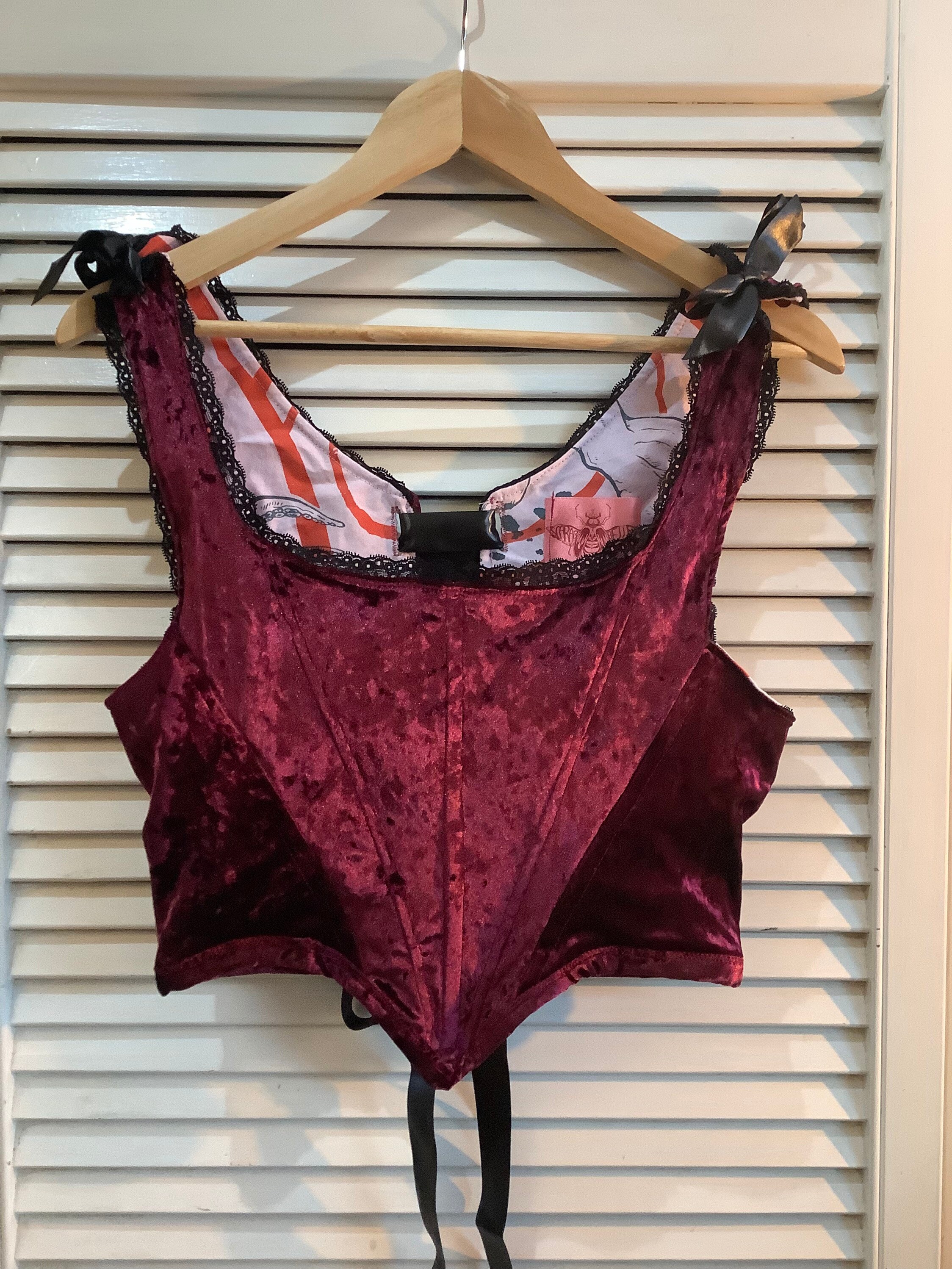 Red Velvet Corset Top Etsy