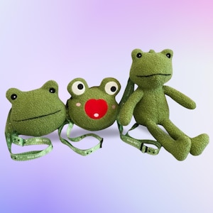 Lustige Liebe Frosch Plüschtasche, schrullige Kawaii Crossbody Rucksack, süße Puppe Umhängetasche, Plüschtier Frosch Geldbörse für Jugendliche Mädchen Kinder Frau