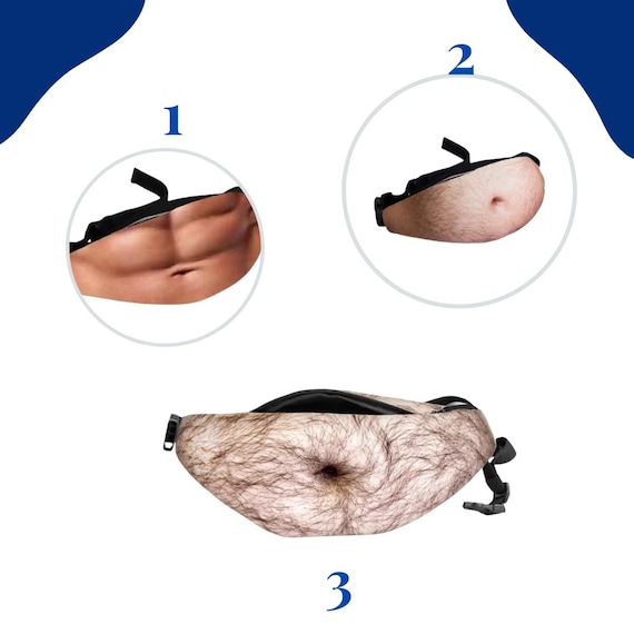 Hairy Beer Belly Waist Bag, Funny Dad Bod Fanny Pack, Realistic PU