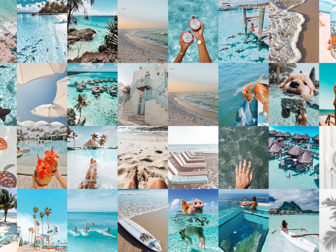 AESTHETIC BEACH 80pcs wall collage kit digital download Etsy