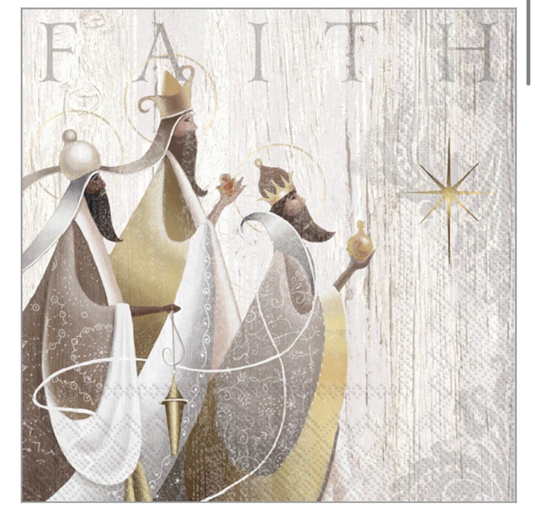 Three Kings Napkins Faith Napkins Winter Decoupage Napkins Etsy