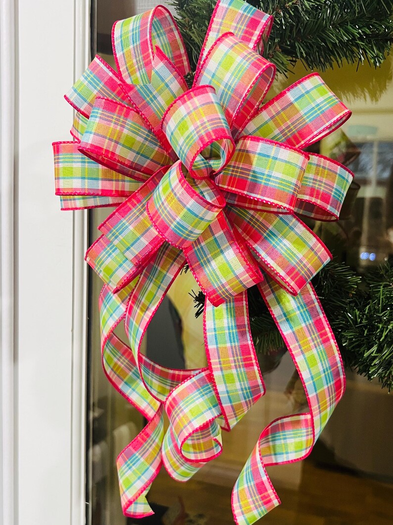 Handmade Spring or Summer Plaid Bow: Wreath Decor for Swag or Basket - Etsy