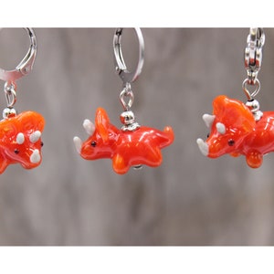 Dino Triceratops Jewelry Set Cute Lampwork Beads Earrings Charm Stainless Steel #E095