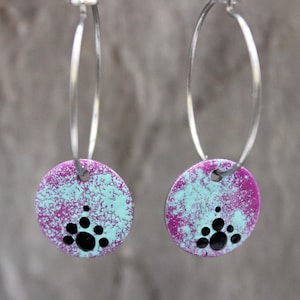 Earrings Earrings Cold Enamel Pendant Round Purple Turquoise Stainless Steel Jewelry #LA085