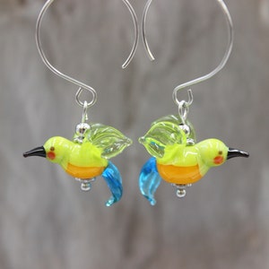 Hummingbird Bird Boho Earrings Earrings Colorful Lampwork Beads Stainless Steel #L031