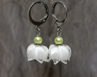 Stainless steel blossom flower earrings lily of the valley summer #L066