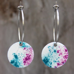 Earrings Earrings Pendant Round Purple Turquoise Stainless Steel Jewelry #LA084