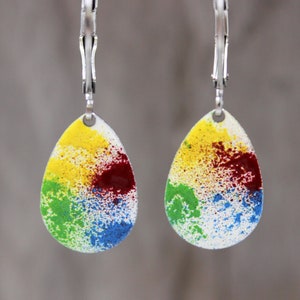 Pendientes Pendientes colgantes Esmalte frío Arco iris Colorido Acero inoxidable Damas #L071