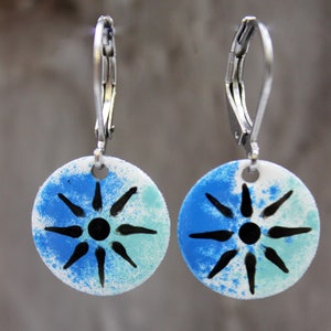 Oorbellen Oorbellen Koud Emaille Boho Hippie Rond Blauw Roestvrij Staal #C071