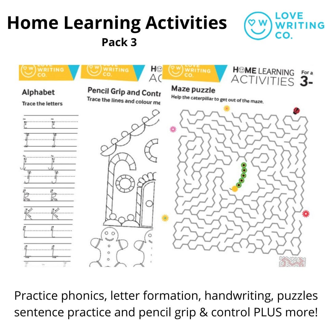 Hand Writing Practice Sheets Pack 3: Ages 3-6 16 Pages-fun | Etsy UK