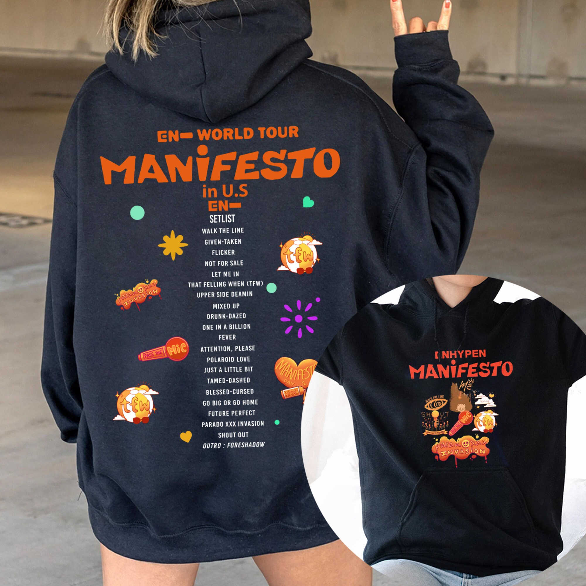 Setlist ENHYPEN Manifesto 2022 World Tour Hoodie