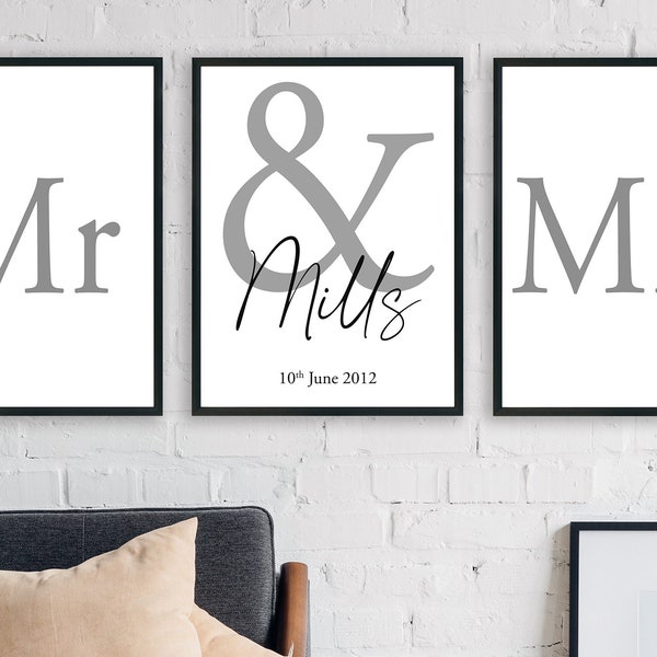 Mr and Mrs Wall Art - Etsy UK