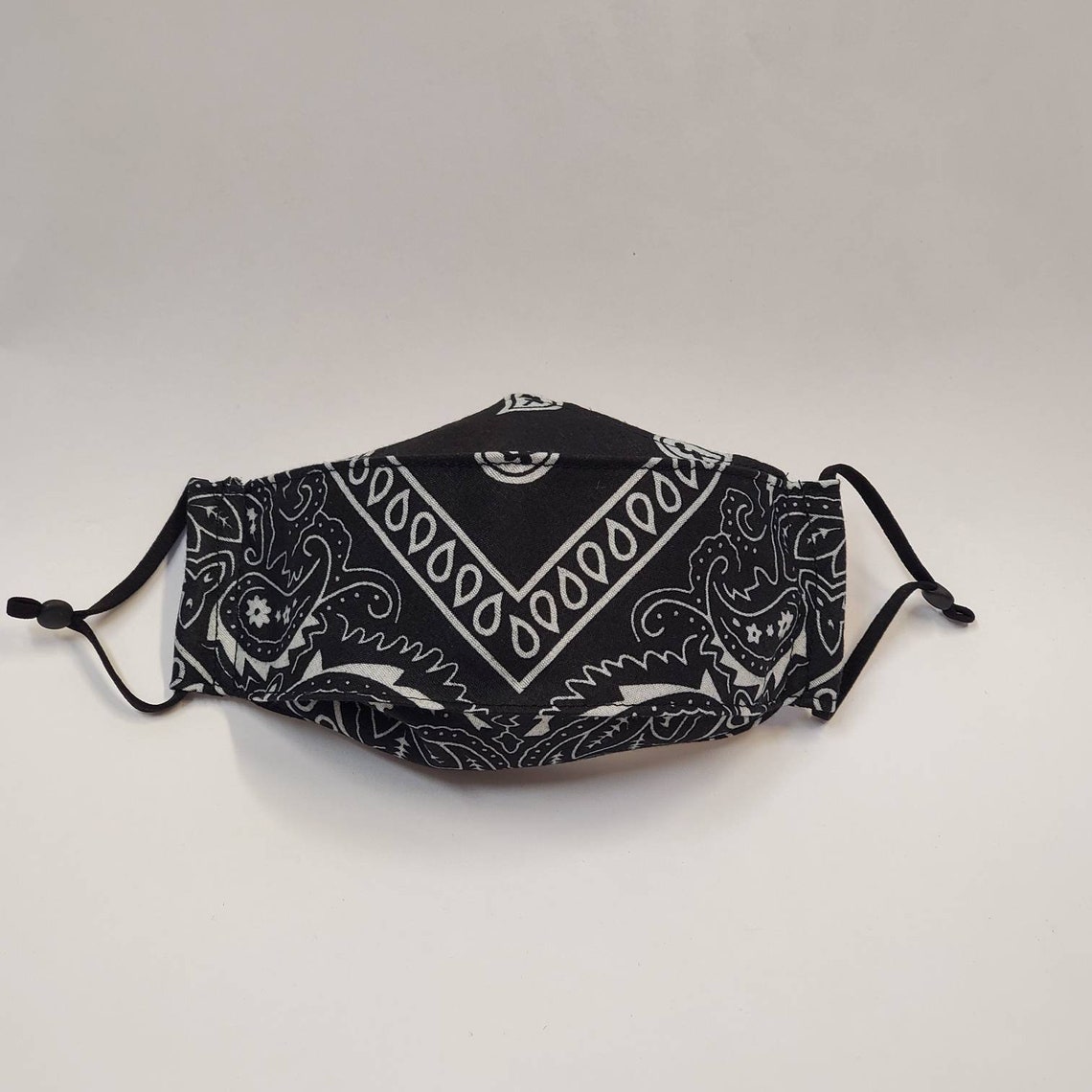 Black Bandana Face Mask Etsy
