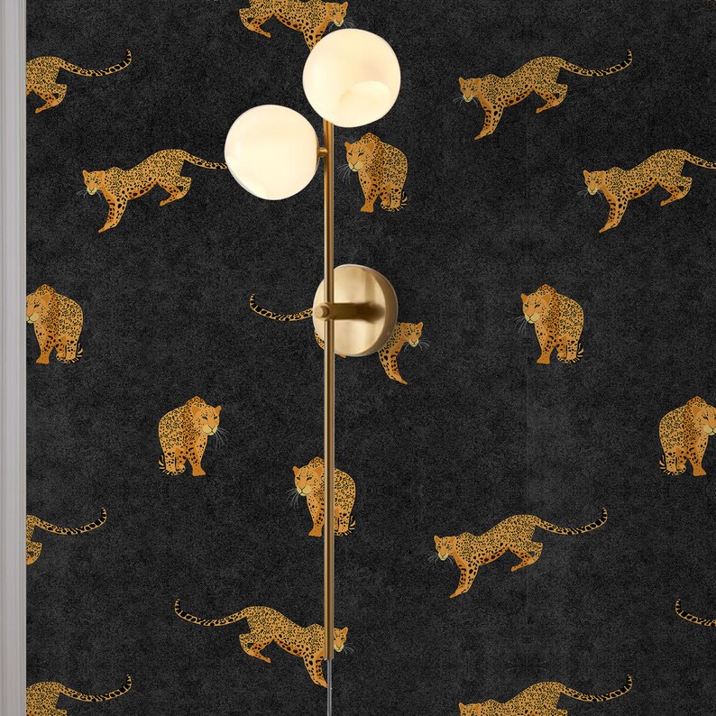 Vintage Animal Wallpaper Seamless Charcoal Leopard Pattern - Etsy
