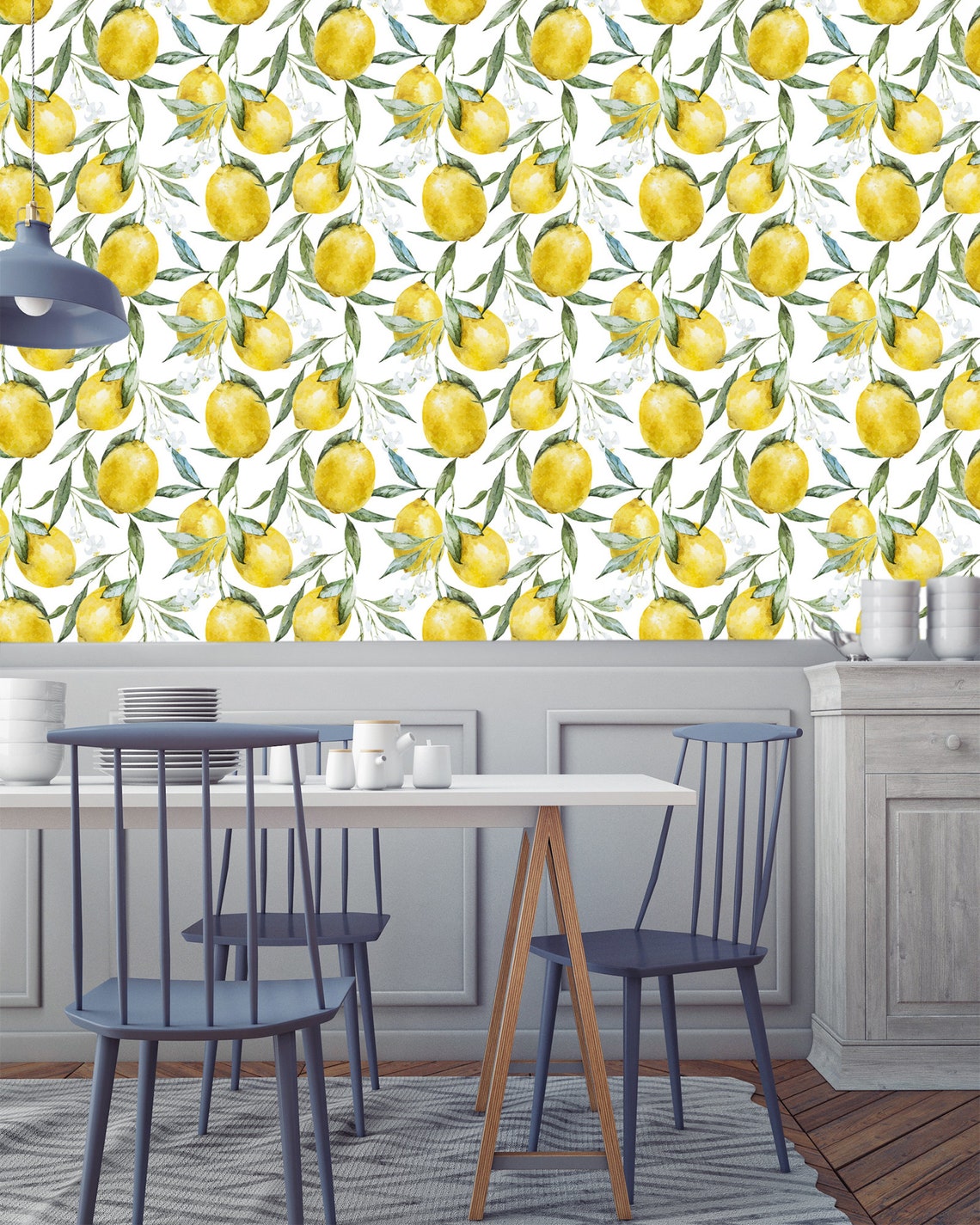 Lemon Wallpaper Floral Kitchen Removable Wallpaper DIY Lemon - Etsy