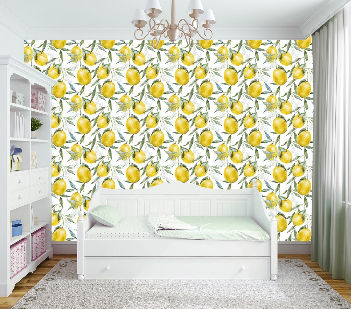 Lemon Wallpaper Floral Kitchen Removable Wallpaper DIY Lemon - Etsy