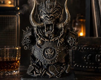 Snaggletooth Heavy Metal Statue 14 cm, Black Bronze Metal Rock Figurine, Gothic Biker Decor, Metalhead Monster Sculpture