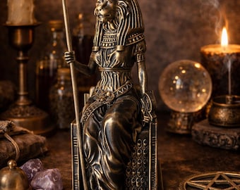 Egyptian Goddess Sekhmet Statue – Ancient Egyptian Sculpture – Egyptian Mythology Decoration – Lioness Statue – Mystical Spiritual Decor