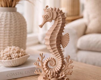 Decorative Seahorse – Seaside Statue – Elegant Nautical Decor – Seahorse Sculpture – Coastal Home Decor – Home Gift Idea – Decorative Object