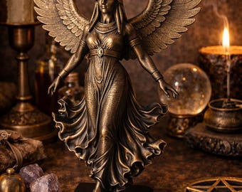 Isis Goddess Statue Egyptian Decor Winged Goddess Sculpture Mystic Altar Decor Egyptian Mythology Statue Spiritual Home Decor Witchy Deco