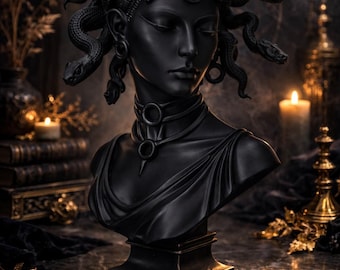 Medusa Statue – Gorgon Bust, Greek Mythology – Chic Gothic Sculpture – Cabinet of Curiosities Decoration – Original Gift