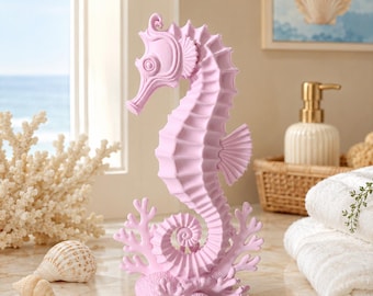 Personalizowany gigantyczny dekoracyjny konik morski 25 cm, rzeźba z koralowca morskiego, dekoracja oceaniczna do pokoju dziecięcego, figurka nadmorska, prezent morski