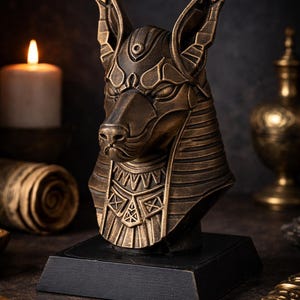 Anubis Bust Statue – Egyptian God Sculpture – Gothic Decor – Mythology Statue – Egyptian Anubis Bust – Dark Fantasy Home Decor