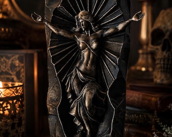 Eternal Adoration 15 cm – Art Deco Woman Sculpture, Mystical Goddess Statue, Chic Gothic Decoration, 3D Figurine, Spiritual Gift
