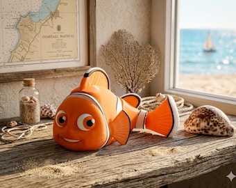 Giant Articulated Clownfish 36cm, Flexible Orange Marine Figurine, Ocean Decoration, Articulated Toy, Children's Gift