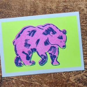 Stampa illustrata dell'orso Risograph