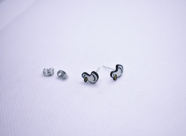 Funky Duck Stud Earrings, Handmade Kawaii Jewelry, Unisex Quirky Duck Earrings, image 4