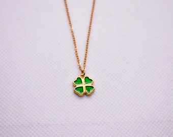 Mini Clover Dainty Necklace, Handmade Jewelry, Cute Lucky Clover Jewelry
