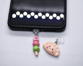 Bouchon anti-poussière pour téléphone Dumpling Dango japonais, Accessoires charms téléphone Kawaii mignons, Bouchons anti-poussière Aux iPhone Android