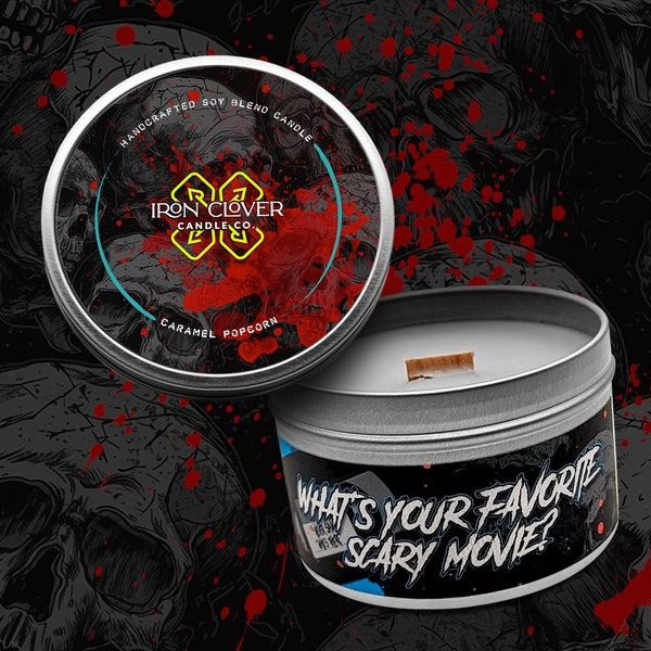 What's Your Favorite Scary Movie? | Scream Inspired Wood Wick Candle | Caramel Popcorn