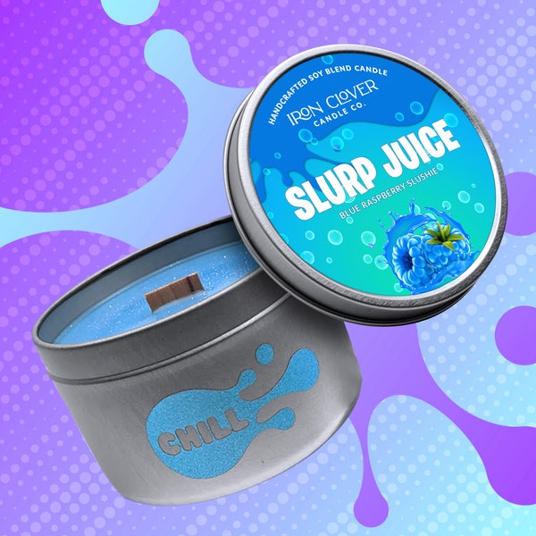 Slurp Juice | Wood Wick Candle | Blue Raspberry Slushie