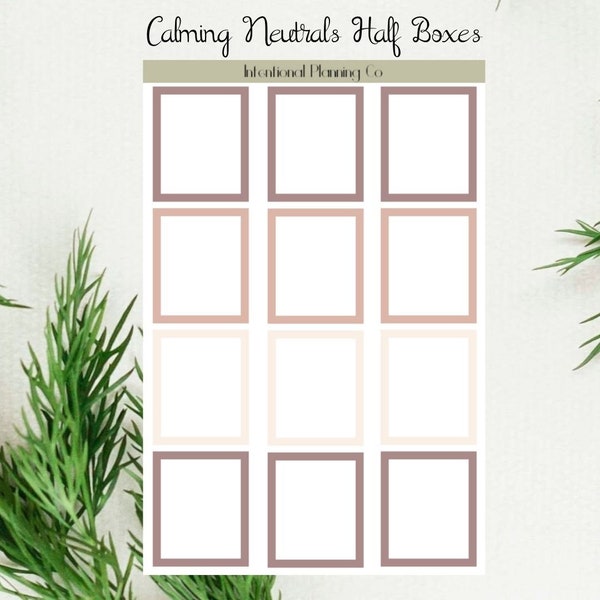 Neutral Half Boxes| Planner Stickers| Functional Stickers | Colorful Boxes