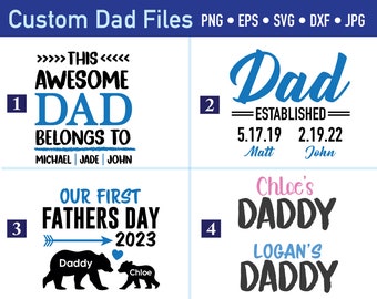 Custom Dad Names SVG: Father's Day Cut Files (Digital)