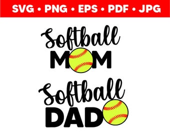 Softball Mom | Softball Dad | Softball digital files | Svg Png Eps Dxf Jpg | Sport SVG | Parent Sport Svg