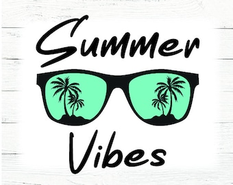 Summer Vibes Palm Tree Sunglasses SVG PNG EPS (Digital Download)