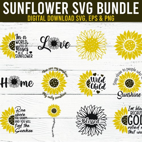 Sunflower SVG Bundle 12 Designs Sunflower SVG Flower Svg | Etsy