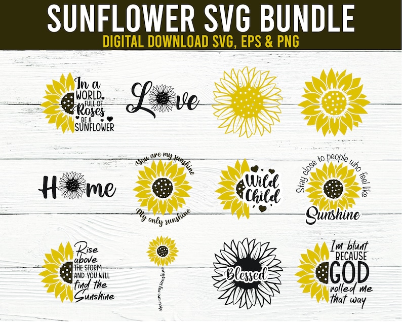 Download Sunflower SVG bundle 12 designs Sunflower SVG Flower Svg | Etsy