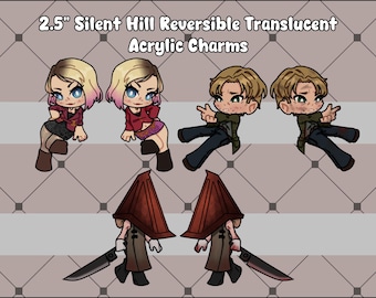 Silent Hill 2 2.5" Reversible Red Translucent Acrylic Charm James Sunderland Maria Pyramid Head