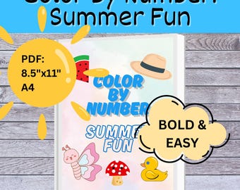 Sommer Ausmalen nach Zahlen: 31 Ausmalbilder zum Ausdrucken (Digitaler Download)